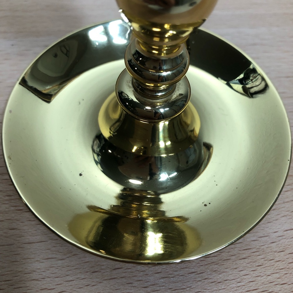 Vintage 2 Brass Baldwin Elegant Gold Console‎ Saucer base Candlestick Holder - Picture 4 of 11